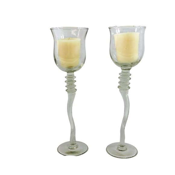 Cordial Aperitif Glasses or Votive Candle Holders Curvy Stems - Picture 2 of 8